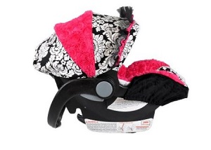 Baby Car Seat Infant Cover Hot Pink Roses in Black and White Damask