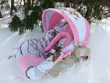 Baby Car Seat Cover Camo with Pink Minky